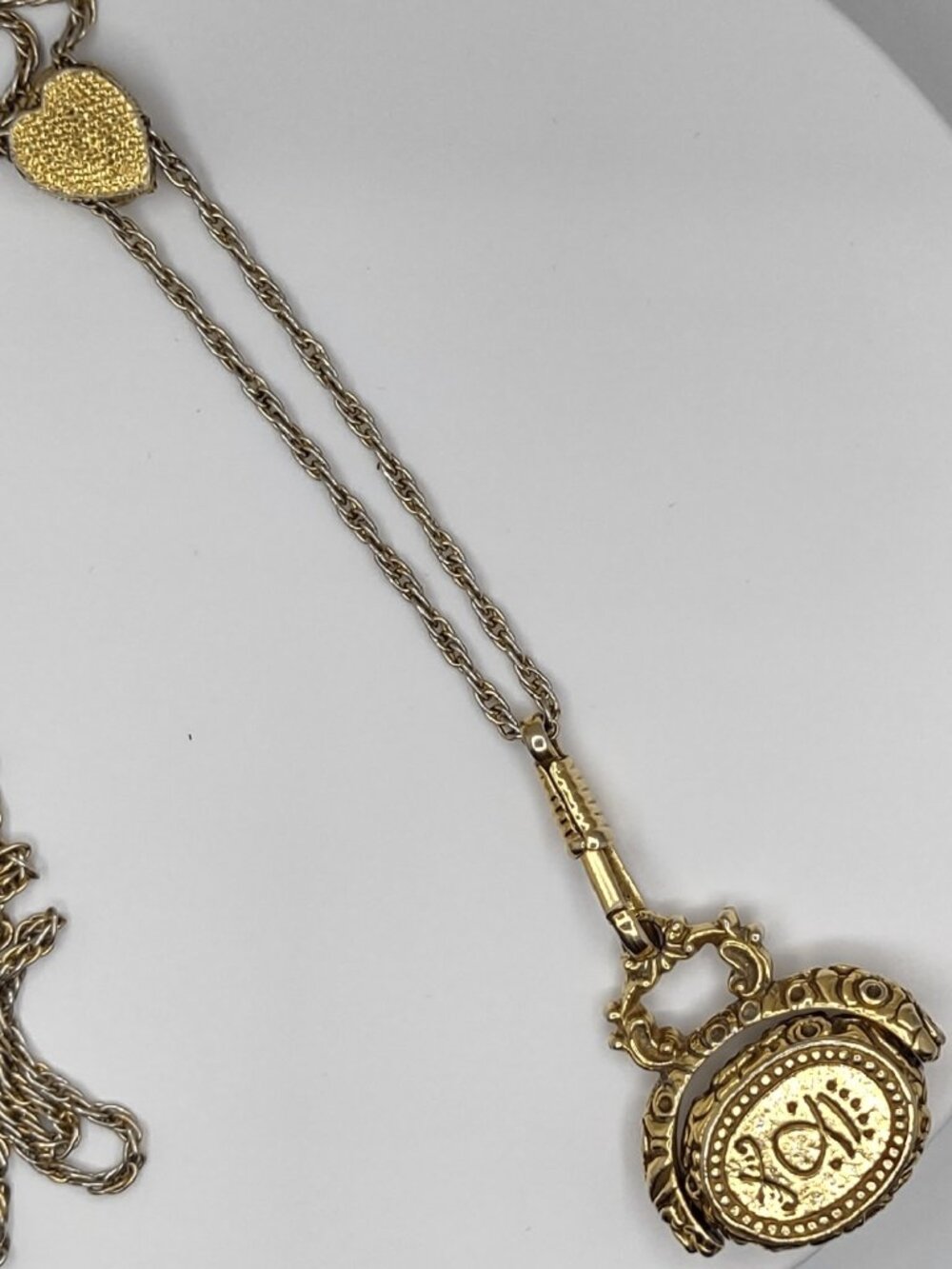 Goldette Necklace Lariat Slide Flip Fob Smoky Quartz Stone 18" L Vintage-1960's - Picture 6 of 16
